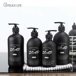 Nordic Black Bath Shampoo Scandinavian Travel Liquid Lotion Storage Bottle Home Organiser Decor Soap
