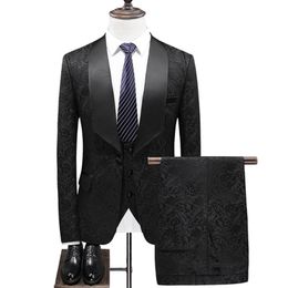 -Abiti da uomo Blazer Blazers stile maschile vestito business matrimonio casual vestito completo cappotto da sera pantaloni 3 pezzi (giacca + gilet + pantaloni)