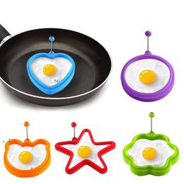 Silicone Fried Egg Mold Breakfast Egg Pancake Mold Frying Egg Tools with Stainless Steel Handle Kitchen Restaurant Cooking Tools JJA9481