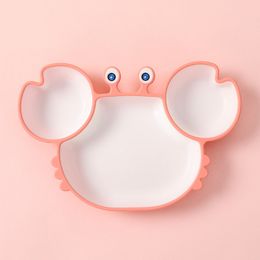 Baby Bowls Plates Spoons Silicone Suction Feeding Food Tableware BPA Free Non-Slip Dishes Crab Bowl for Kids