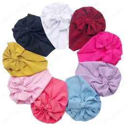 Infant Toddler Unisex Knot Indian Turban cap Kids Spring Autumn Caps Baby Bow Hat Solid Color Cotton Hairband