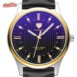 Yazole New Men Business Watch Luminous Waterproof Men Wristwatch Casual Leisure Leather Clock Fashion Accessory Zegarek Meski G1022