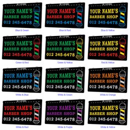 LX1002 Your Names Barber Hair Shop Salon Light Sign Dual Colour 3D Engraving