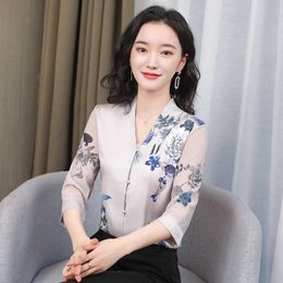 Korean Fashion Silk Women Shirts Office Lady Satin Mesh Short Sleeve Womens Tops and Blouses Plus Size XXXL Blusas Largas 210531