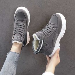 Ladies Casual Shoes Lace-up Fashion Sneakers Platform Snow Boots Winter Women Thickened Warm Plush Women's Cotto 211104