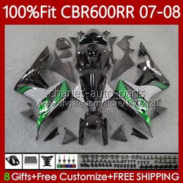 Injection mold Fairings For HONDA CBR Green black 600CC 600 RR CC F5 600F5 2007 2008 Body 70No.81 CBR-600 CBR600 RR CBR 600RR 07-08 CBR600F5 CBR600RR 07 08 OEM Bodywork