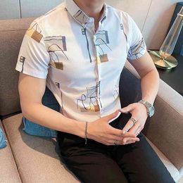 Summer Men's Short Sleeve Shirts British Style Business Formal Dress Shirts Slim Fit Streetwear Casual Shirt Chemise Homme 210527