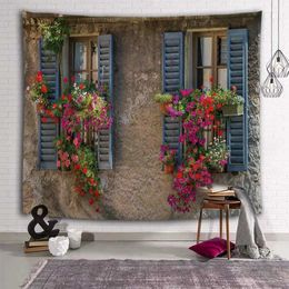 Pastoral Patio Garden Wall Tapestry Floral Backdrops Pography Background Cloth Table Cover Bedside Decor Paintings mandala 210609