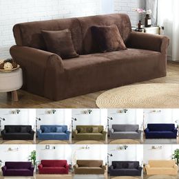 High Quality Velvet Plush Sofa Cover for Living Room Sectional Couch Cover Elastic Case Sofa Slipcover Stretch 1/2/3/4 Seater 210317