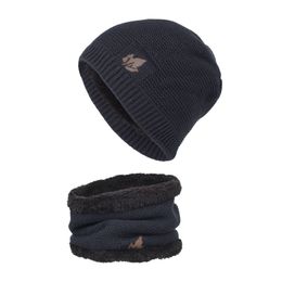 High Quality Winter Thicken Keep Warm Leaf Logo Cotton Hats Neckerchief Set