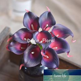 Dark Warm Purple Calla Lilies Real Touch Flowers For Silk Wedding Bouquets, Centerpieces, Decorations Artificial Decorative & Wreaths Factory price expert design