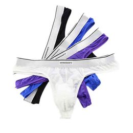 Men's Underwear Pack Micro Briefs underpants Set Ice Silk Panties Seamless Nylon Spandex T-Back Thong Mid Waist Sexy Transparent H1214