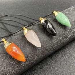 cone Prism pendulum Reiki Healing Crystal Energy Stone Quartz Pendant Necklaces Fashion Women Men Jewellery Wholesale