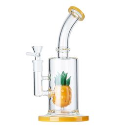 Pineapple Bong Wholesale Showerhead Perc N Holes Percolator Hookahs Bent Type Style Water Pipe With Glass Bowl Oil Dab Rig Hookah 14.5mm Female Joint WP2196