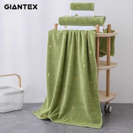 GIANTEX 70X140 Bathroom Women Cotton Bath Towel Embroidery Beach Towel Bath Wrap Towel Bath Gown serviette de bain toalha 210611