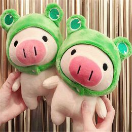 Creative Cute Pig Turn to Bunny Frog Plush Toys Stuffed Animal Pig Dolsl Soft Boys Girls Toys for Children Fashion Birthday Gift Y211119