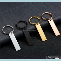 Rings Jewelry4 Colours Custom Engraved Keychain Stainless Steel Lettering For Couples Family Friends Personalised Key Ring Gifts Drop Deliver