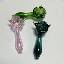 Mini Spoon Glass Hand Pipe Pyrex Oil Burner Smoking Pipes Multi Colour Tobacco Tool Accessories Dab Rig SW93