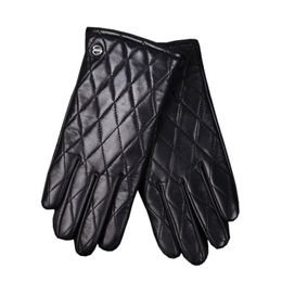 Fingerless Gloves Autumn Winter Genuine Leather Male Keep Warm Knitted Lined Fashion Diamond Locomotive Driving Sheepskin EM020NZ