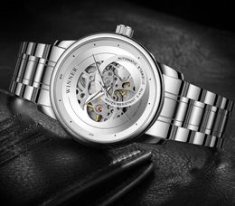 Top sell WINNER fashion men watches Mens Automatic Watch Mechanical watch for man Metal band WN39-3
