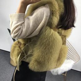 Women's Fur & Faux Vest 2021 Real Fashion Luxury Thick Warm Coat Jacket Vests Women Coats Manteau Femme 827 YY402