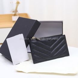 Fashion y letter ladies card holder caviar zipper pures with card holder luxury designer wallet leather business credit card holders 06622 size:13*8*2cm