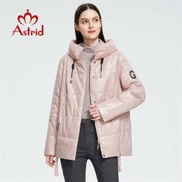 Astrid Women's Spring Autumn Quilted Jacket Windproof Warm with hood zipper Coat Women Parkas Casual Outerwear AM-9508 211007
