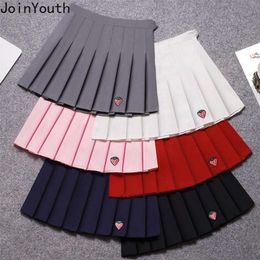 Joinyouth Pleated Skirt Summer Women's High Waist Embroidery Mini Faldas Fashion Slim Waist Casual Tennis Skirts School 7b015 210306