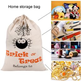 Halloween Kid Candy Tote Bag Party Cartoon Pumpkin Spider Bucket 36*44cm Canvas Drawstring Bags Festival Decoration