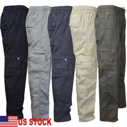 Mens Tactical Hiking Belted Cargo Pants Skinny Slim Fit 7 Pockets Pants Trousers H1223