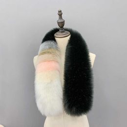 Women Faux Fox Fur Collar Warm Thickened Luxury Muffler Patchwork Fluffy 98*14cm Scarves Neck Warmer Winter Outdoor Accessories H0923