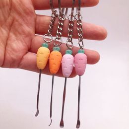 10Pieces/Lot Creative cute carrot ear pick keychain easy to carry ladies bags mens car key ring pendant small gifts