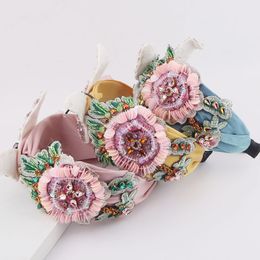 Pink Yellow Blue Flower Butterfly Headband Hair Accessories Rhinestone Crystal Hairbands Spring Wedding Bohemia Headwear Women