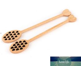 Wooden Honey Coffee Spoons Long Mixing Spoon Bee Tools Honey Stirrer Muddler Stirring Stick Dipper Wood Carving Stirring Spoons OWE7303 Factory price expert design