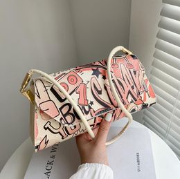 Female Bags Summer Simple Design 2021 Trendy Fashion Messenger Western Style Printing Casual Luxury Handbag Small Square Bag