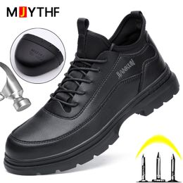 Leather Shoes Work Safety Boots Waterproof Work Boots Puncture-Proof Indestructible Safety Shoes High Quality Industrial Shoes