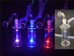 LED mini Recycler Dab Rigs Inline Stero Matrix Perc Water Pipes Bongs 10mm Joint Glass Hookahs water pipe with glass oil burner pipe