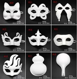 Halloween Full Face Masks DIY Hand-Painted Pulp Plaster Covered Paper Mache Blank Mask White Masquerade Plain Party-Mask SN2799