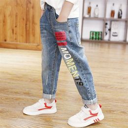 New Kids Pants Spring Autumn Children Pants Boys Trousers Gun Cotton Pencil Pants Zipper Leggings Boy Wild Jeans Girls Clothing 210303