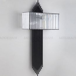 Luxury Postmodern Gold/Black Crystal E14 LED Wall Lamps Living Room Background Wall Lights Hotel Bedroom Bedside Aisle Porch Stair Light