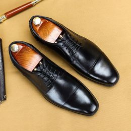 Luxury Men Oxford Shoes Genuine Leather Lace Up Mix Colour Black Coffee Men Dress Shoes Office Business Wedding Formal Shoes Men