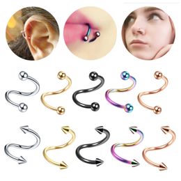 Twisted Spiral Barbell Cartilage Helix Tragus Earring Lip Eyebrow Nose Labret Hoop Rings Surgical Steel Body Piercing Jewelry