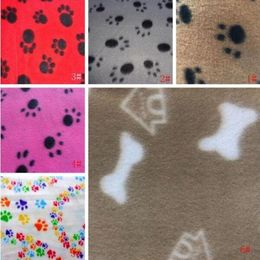 60*70cm Cute Blankets Dog Beds Cushion Mat 22 Colours Pet Blanket Small Paw Print Towel Cat Dogs Fleece Soft Winter Warmer