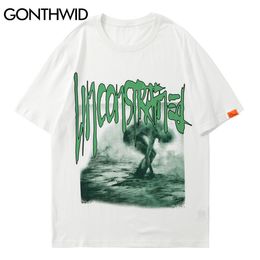 GONTHWID T-Shirts Hip Hop Graffiti Creative Print Short Sleeve Cotton Tshirts Streetwear Mens Harajuku Hipster Casual Tees Tops C0315