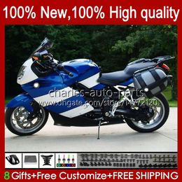 Fairings +Tank cover For BMW K1200 K 1200 S 1200S K1200S 05 06 07 08 09 10 Bodywork 28No.34 K-1200S White blue 2005 2006 2007 2008 2009 2010 K1200-S 05-10 Motorcycle Bodys