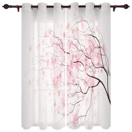Curtain & Drapes Cherry Blossoms Tree Branches Pink White Window Curtains For Living Room Bedroom Home Decor Kitchen Christmas