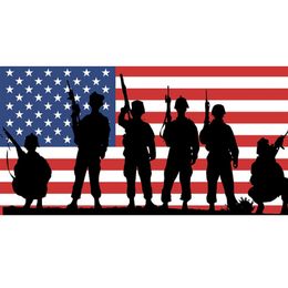 Army Military Patriotic Soldiers Silhouette American Flags 3' x 5'ft 100D Polyester Vivid Color With Two Brass Grommets