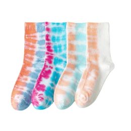 New Gradient Color Couples Tie-dye Men and Women Socks Cotton Vortex Funny Two-color stitching Soft Happy Fashion Girls Sockings