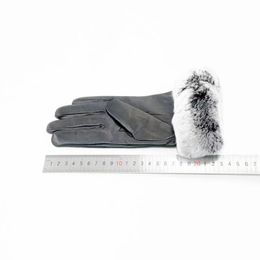 2021 Classic Design Winter Gloves Women touch screen rabbit fur warm leather gloves