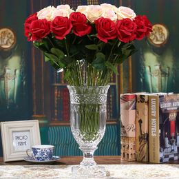 vases for table decorations UK - Vases DONGLIN European Style Crystal Vase Rose Floral Apparatus Home Office Table Decoration Accessories
